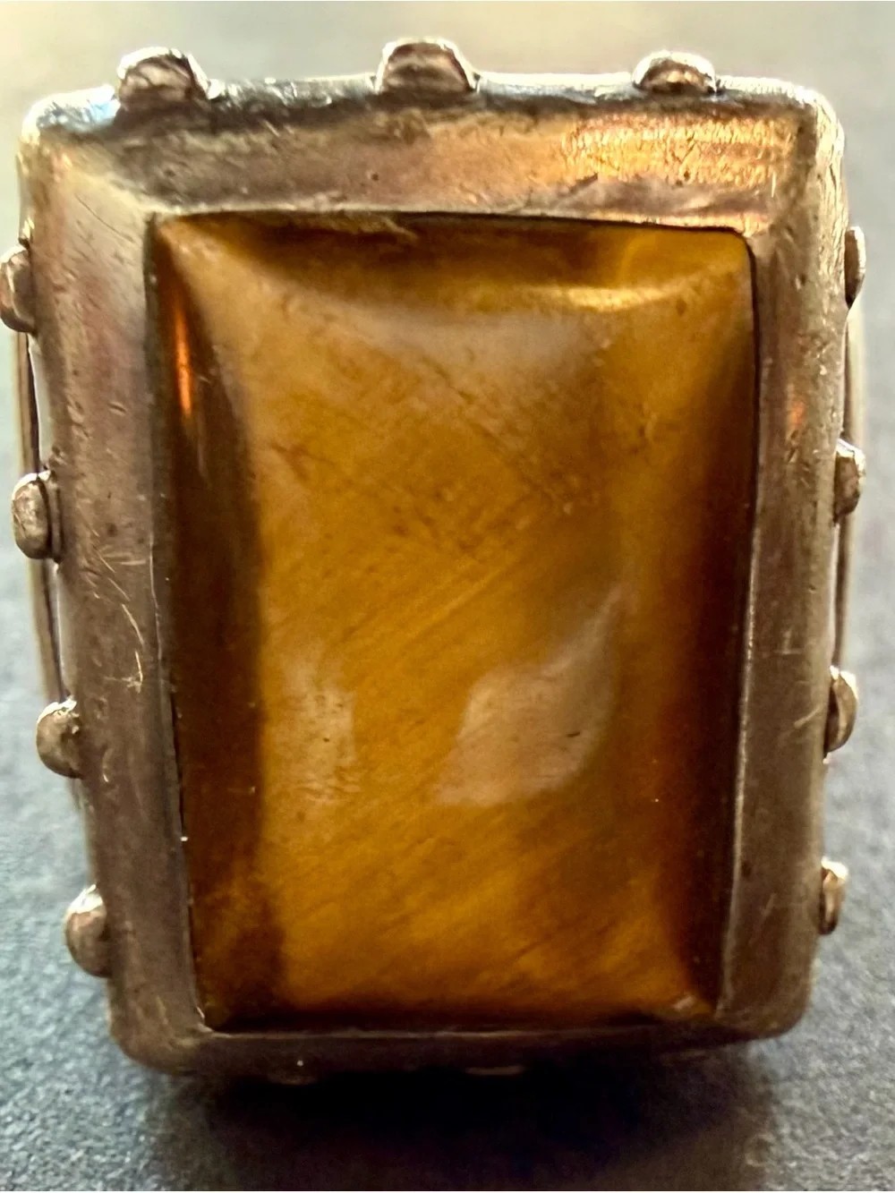 Vintage Lisa Jenks Eros Tiger's Eye Sterling Silver Modernist Ring 9.5
